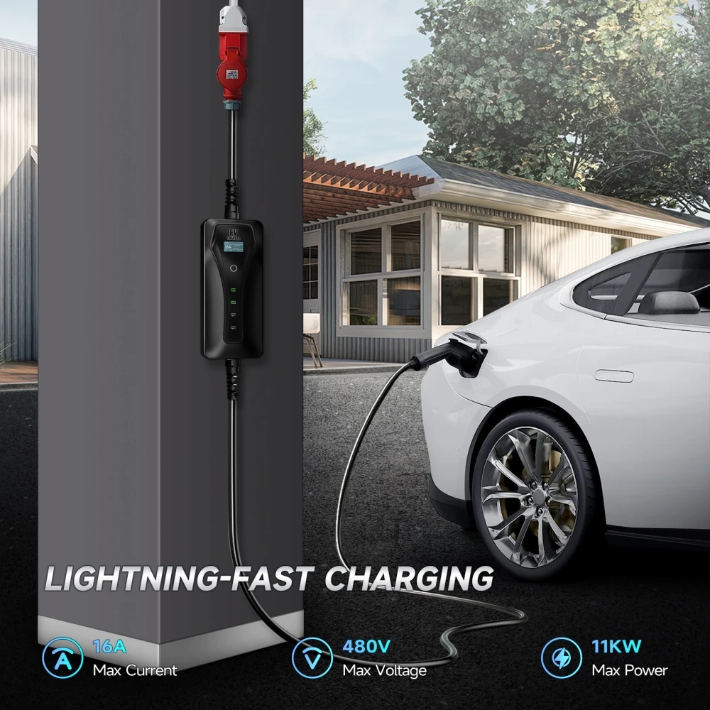 Bộ sạc xe điện 11KW 16A, loại  - đánh giá và giá Type 2 Portable Ev Charger 11Kw Cee